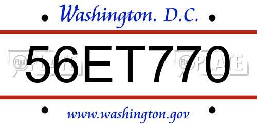 56ET770 District Of Columbia License Plate