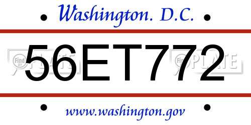 56ET772 District Of Columbia License Plate