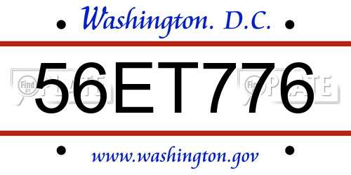 56ET776 District Of Columbia License Plate
