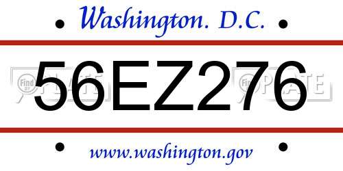 56EZ276 District Of Columbia License Plate