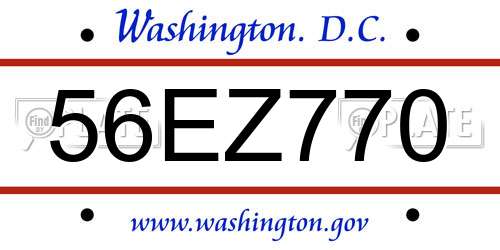 56EZ770 District Of Columbia License Plate
