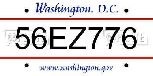 56EZ776 District Of Columbia License Plate