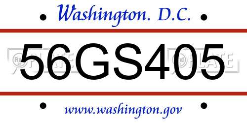 56GS405 District Of Columbia License Plate