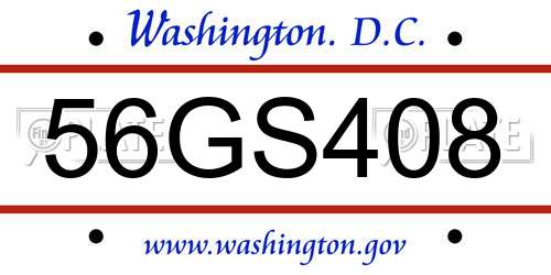 56GS408 District Of Columbia License Plate