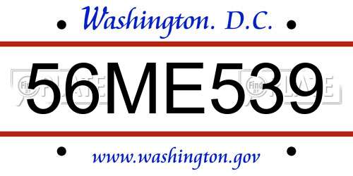 56ME539 District Of Columbia License Plate