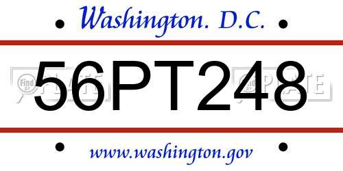 56PT248 District Of Columbia License Plate