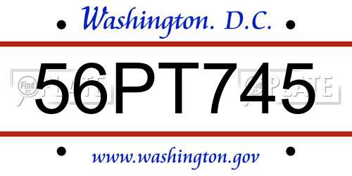 56PT745 District Of Columbia License Plate