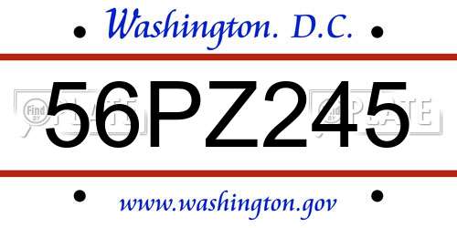 56PZ245 District Of Columbia License Plate