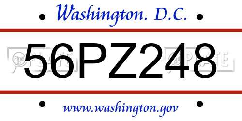 56PZ248 District Of Columbia License Plate