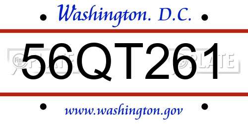 56QT261 District Of Columbia License Plate