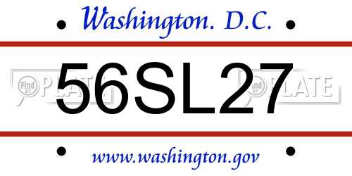 56SL27 District Of Columbia License Plate
