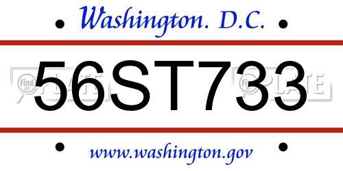 56ST733 District Of Columbia License Plate