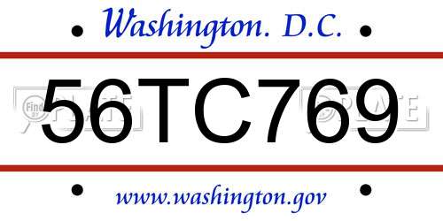56TC769 District Of Columbia License Plate