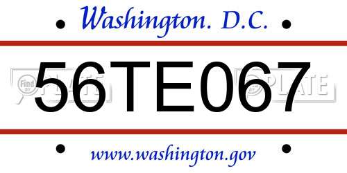 56TE067 District Of Columbia License Plate