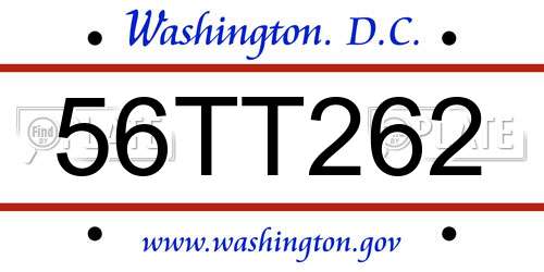 56TT262 District Of Columbia License Plate