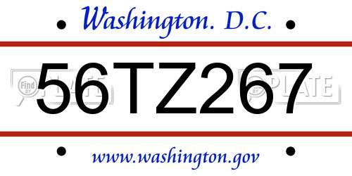 56TZ267 District Of Columbia License Plate