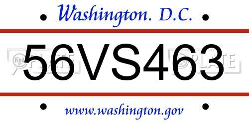 56VS463 District Of Columbia License Plate