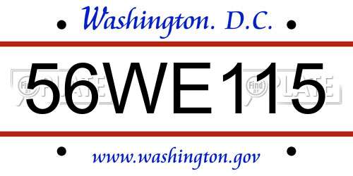 56WE115 District Of Columbia License Plate