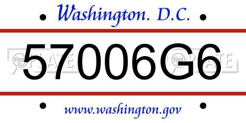 57006G6 District Of Columbia License Plate