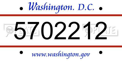 5702212 District Of Columbia License Plate