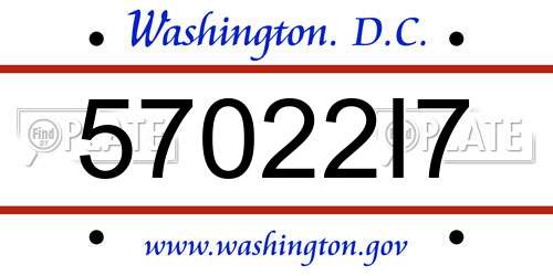 57022I7 District Of Columbia License Plate