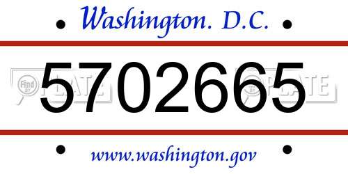 5702665 District Of Columbia License Plate