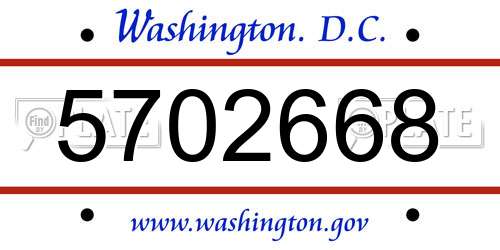 5702668 District Of Columbia License Plate