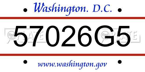 57026G5 District Of Columbia License Plate