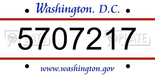 5707217 District Of Columbia License Plate