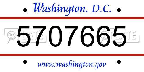 5707665 District Of Columbia License Plate