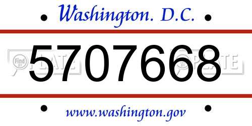 5707668 District Of Columbia License Plate