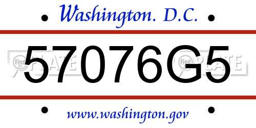 57076G5 District Of Columbia License Plate