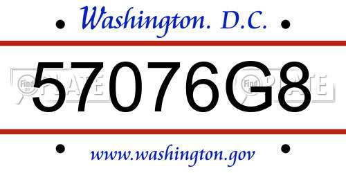 57076G8 District Of Columbia License Plate