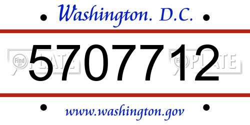 5707712 District Of Columbia License Plate