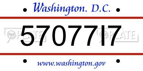 57077I7 District Of Columbia License Plate