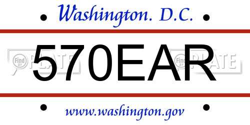 570EAR District Of Columbia License Plate
