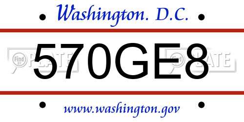 570GE8 District Of Columbia License Plate