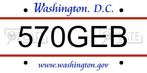 570GEB District Of Columbia License Plate