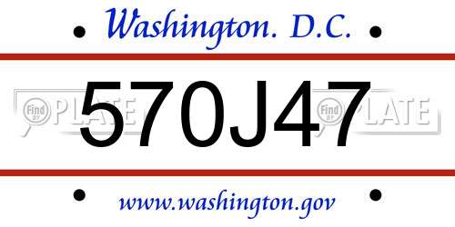 570J47 District Of Columbia License Plate