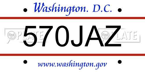 570JAZ District Of Columbia License Plate