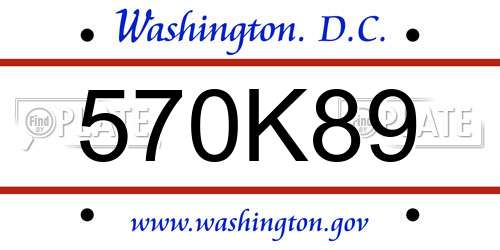570K89 District Of Columbia License Plate