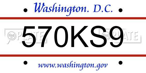 570KS9 District Of Columbia License Plate