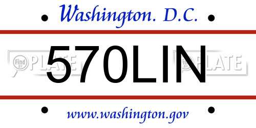 570LIN District Of Columbia License Plate