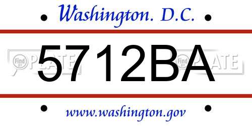 5712BA District Of Columbia License Plate