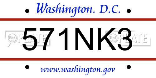 571NK3 District Of Columbia License Plate