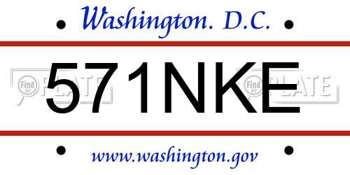571NKE District Of Columbia License Plate