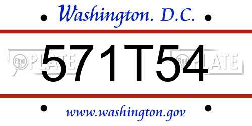 571T54 District Of Columbia License Plate