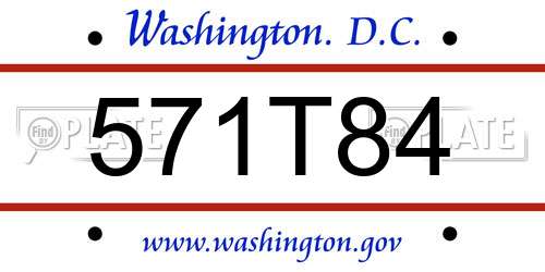 571T84 District Of Columbia License Plate