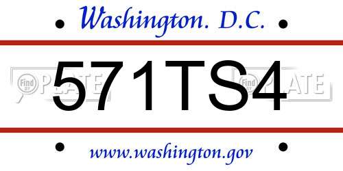 571TS4 District Of Columbia License Plate