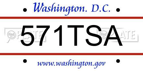571TSA District Of Columbia License Plate